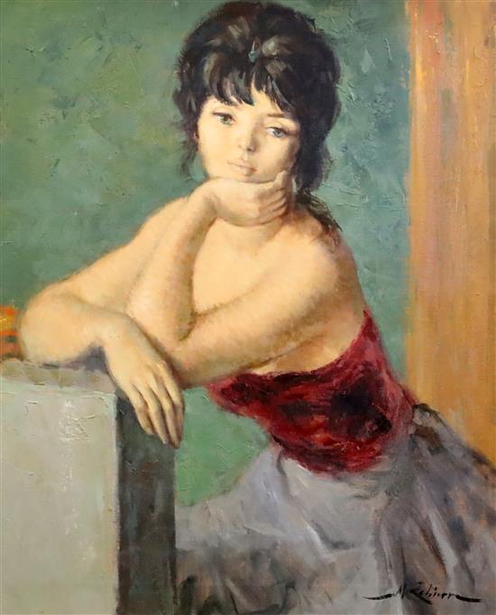 Marc Rebierre (1934-) Portrait of a young lady 60 x 49cm